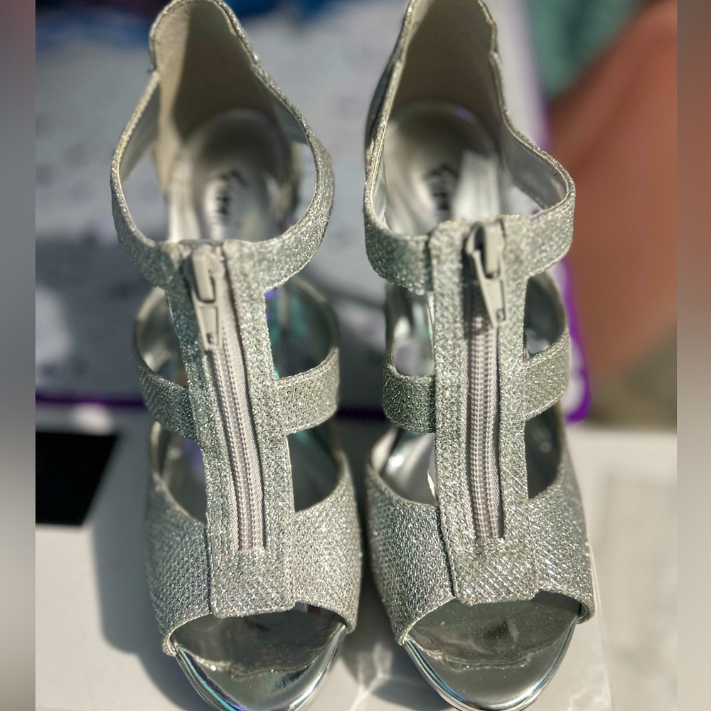 Silver high heels
